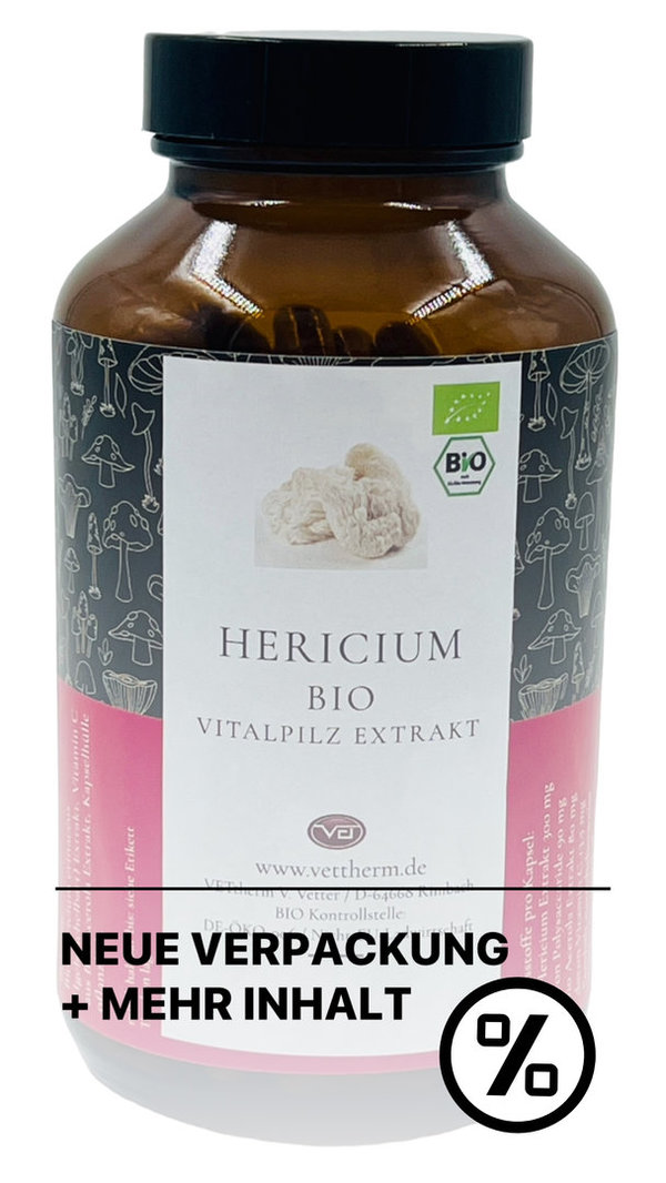 Hericium - Vitalpilz Hericium erinaceus - Vitalpilz Extrakt Bio 200 Kapseln