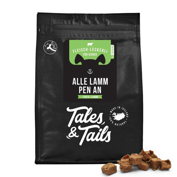 Alle LammPen an - Fleisch Leckerli von Tales and Tails für Hunde aus 100% Lamm - 90g