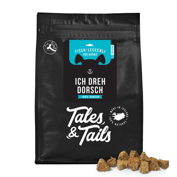 Ich dreh Dorsch - Fisch Leckerli von Tales and Tails für Hunde aus 100% Dorsch - 70g